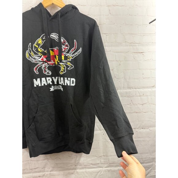 Maryland Crab Flag Pride of the Chesapeake Distressed Hoodie Size Medium Black - Picture 5 of 8